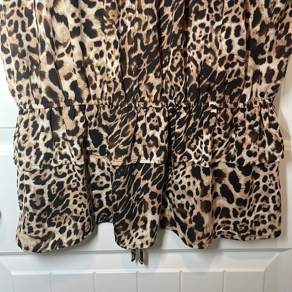 Pleione leopard print sleeveless tulip blouse women’s size XL - Picture 8 of 9